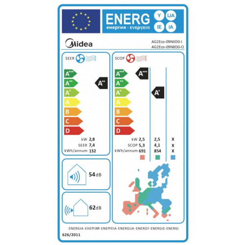 Midea Xtreme Eco AG2ECO 09NXD0-I/-09N8D0-O Κλιματιστικό