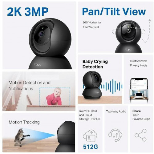 Tp-Link Tapo C211 Wi-Fi Εσωτερική Κάμερα Μαύρο